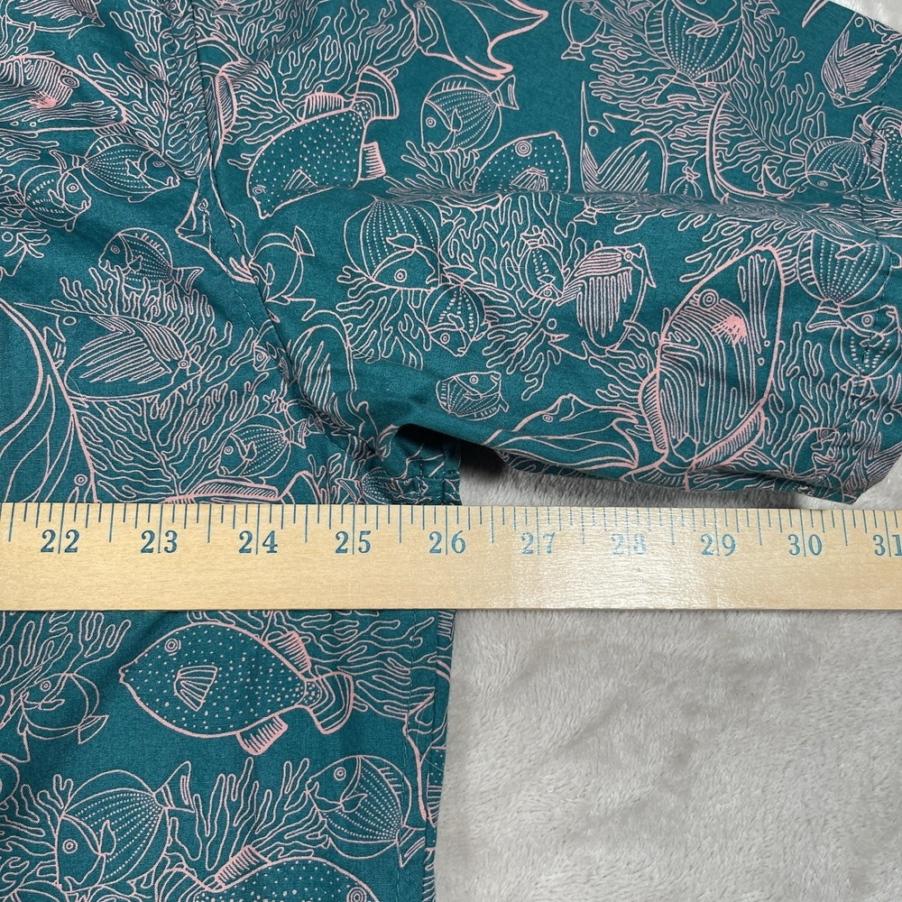 Cooke Street Hawaiian Button Shirt‎ Men's XL Teal Tropical Fish Made in Hawaii - Picture 7 of 8